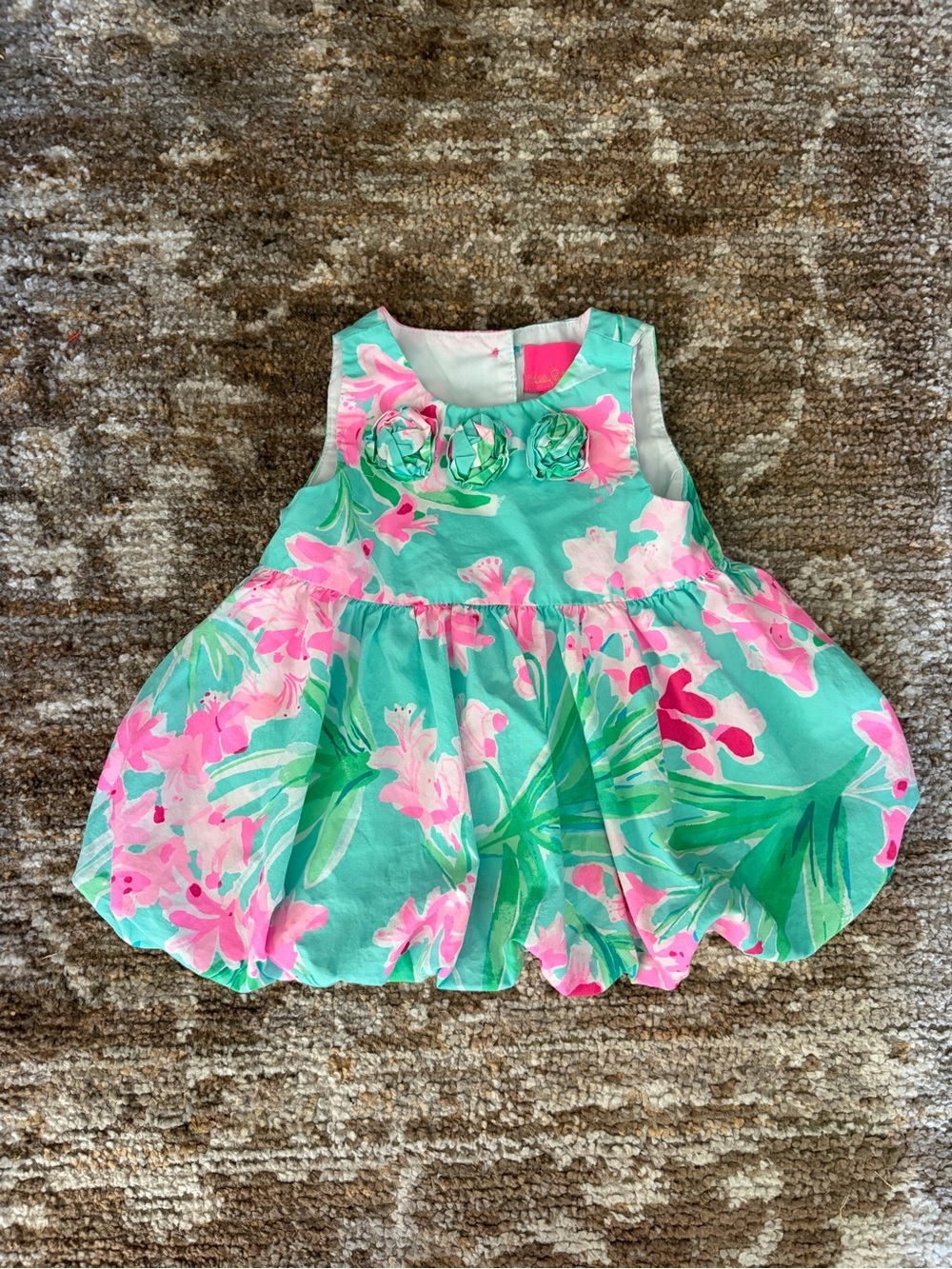 Lilly Pulitzer Pink and Turquoise Floral baby bubble Dress